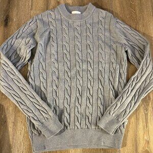 NWOT Vallier Dalston 100% Merino Wool Cable Knit Sweater - Heather Grey, L